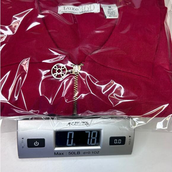 Designers Originals Vintage Luxe 360 Women’s Quarter Zip Pullover Sweater Red M - Picture 9 of 9